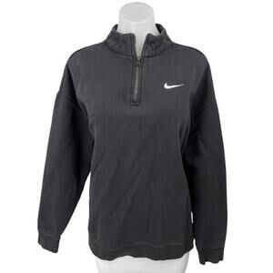 Nike Women's Black Fleece 1/4 Zip High Neck Pullover Sweatshirt Top Size M